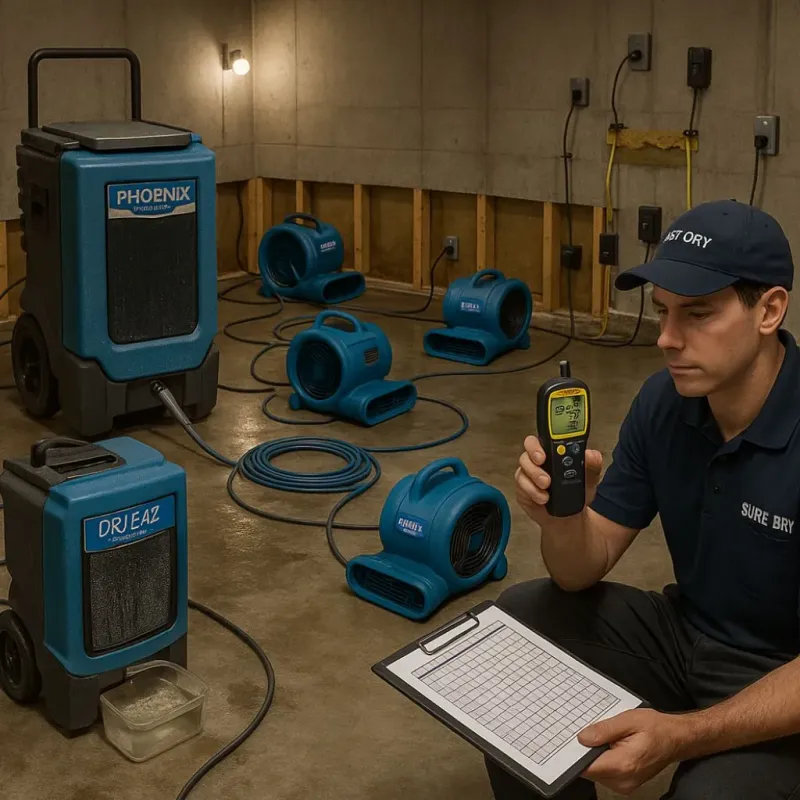 Structural Drying and Dehumidification process in Andrews, SC